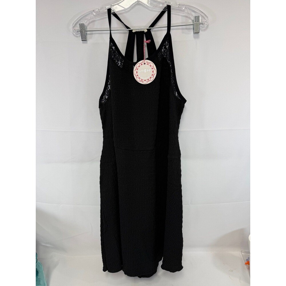 Umgee black dress features delicate lace accent Size Large NWT